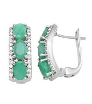 Серебряные серьги с изумрудом – Mirserebra925.ru