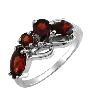 Серебряное кольцо с гранатом – Mirserebra925.ru