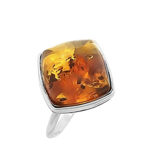 Серебряное кольцо с янтарем ‒ Mirserebra925.ru