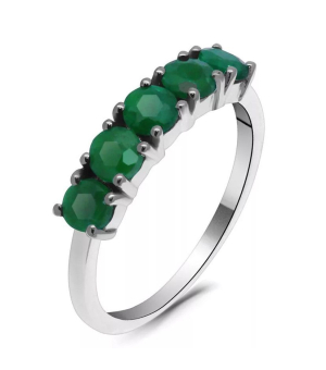 Серебряное кольцо с зеленым агатом ‒ Mirserebra925.ru