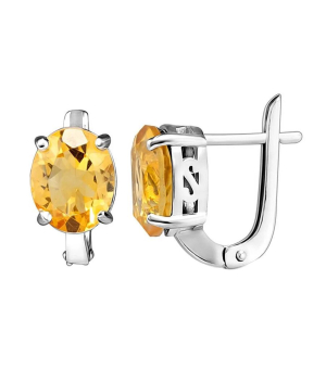 Серебряные серьги с цитрином – Mirserebra925.ru