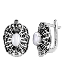 Серебряные серьги с марказитом ‒ Mirserebra925.ru