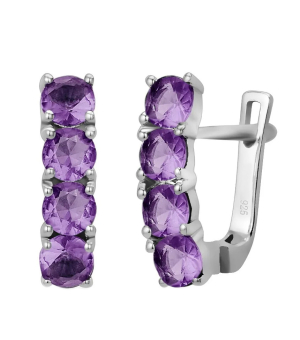 Серебряные серьги с аметистом ‒ Mirserebra925.ru