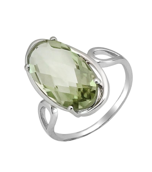 Серебряное кольцо с зеленым аметистом – Mirserebra925.ru