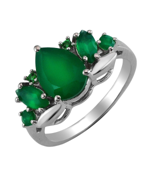 Серебряное кольцо с зеленым агатом ‒ Mirserebra925.ru