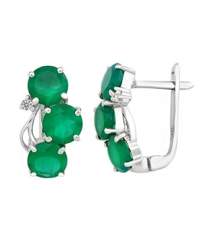 Серебряные серьги с зеленым агатом ‒ Mirserebra925.ru