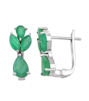 Серебряные серьги с изумрудом – Mirserebra925.ru