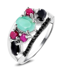 Серебряное кольцо микс камней – Mirserebra925.ru