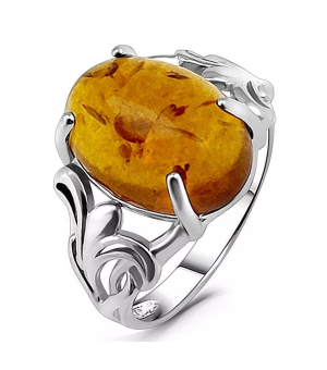 Серебряное кольцо с янтарем ‒ Mirserebra925.ru