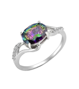 Серебряное кольцо с мистик кварцем ‒ Mirserebra925.ru