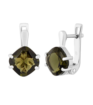 Серебряные серьги с оливковой шпинелью – Mirserebra925.ru