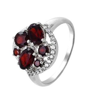 Серебряное кольцо с гранатом – Mirserebra925.ru