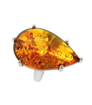 Серебряное кольцо с янтарем ‒ Mirserebra925.ru