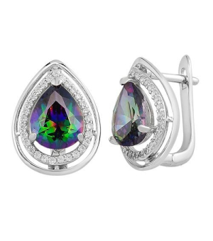 Серебряные серьги с мистик кварцем ‒ Mirserebra925.ru