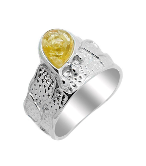 Серебряное кольцо с янтарем ‒ Mirserebra925.ru