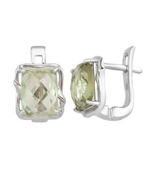 Серебряные серьги с зеленым аметистом – Mirserebra925.ru