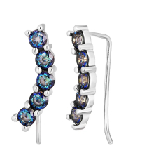 Серебряные серьги с мистик кварцем ‒ Mirserebra925.ru