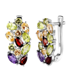 Серебряные серьги микс камней – Mirserebra925.ru