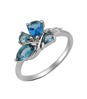 Серебряное кольцо с лондон топазом кварц ‒ Mirserebra925.ru