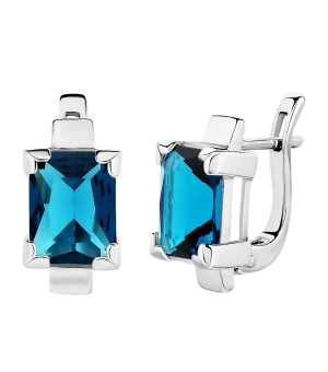 Серебряные серьги с лондон топазом кварц ‒ Mirserebra925.ru
