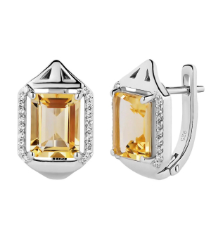Серебряные серьги с цитрином – Mirserebra925.ru