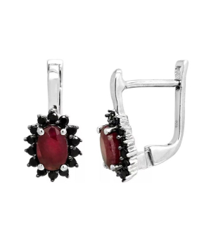 Серебряные серьги с рубином – Mirserebra925.ru