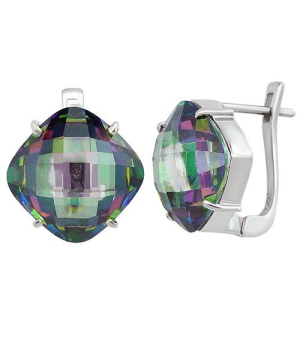 Серебряные серьги с мистик кварцем ‒ Mirserebra925.ru