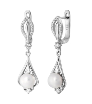 Серебряные серьги с жемчугом ‒ Mirserebra925.ru