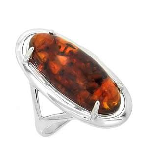 Серебряное кольцо с янтарем ‒ Mirserebra925.ru