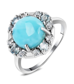 Серебряное кольцо с ларимаром ‒ Mirserebra925.ru