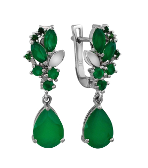 Серебряные серьги с зеленым агатом ‒ Mirserebra925.ru