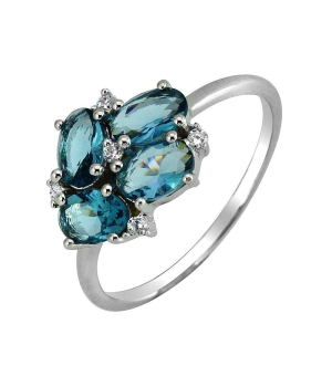 Серебряное кольцо с лондон топазом кварц ‒ Mirserebra925.ru