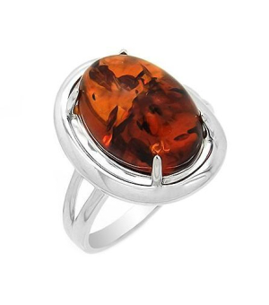 Серебряное кольцо с янтарем ‒ Mirserebra925.ru