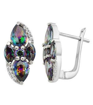 Серебряные серьги с мистик кварцем ‒ Mirserebra925.ru