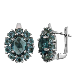 Серебряные серьги с лондон топазом кварц ‒ Mirserebra925.ru