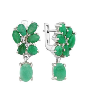 Серебряные серьги с изумрудом – Mirserebra925.ru