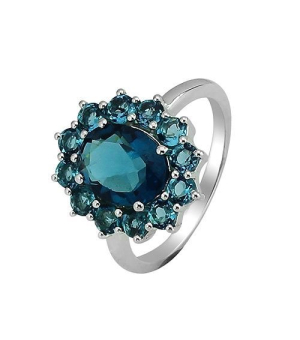 Серебряное кольцо с лондон топазом кварц ‒ Mirserebra925.ru