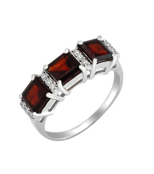 Серебряное кольцо с гранатом – Mirserebra925.ru