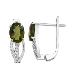 Серебряные серьги с оливковой шпинелью – Mirserebra925.ru