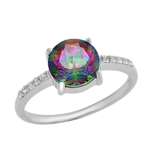 Серебряное кольцо с мистик кварцем ‒ Mirserebra925.ru