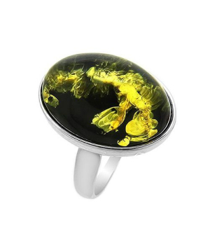 Серебряное кольцо с янтарем ‒ Mirserebra925.ru