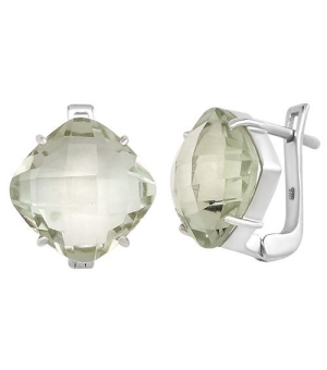 Серебряные серьги с зеленым аметистом – Mirserebra925.ru