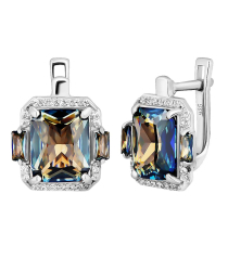 Серебряные серьги с мистик кварцем ‒ Mirserebra925.ru