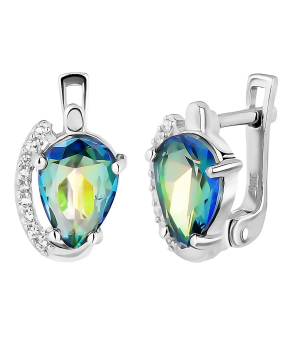 Серебряные серьги с мистик кварцем ‒ Mirserebra925.ru