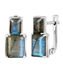 Серебряные серьги с лабрадоритом ‒ Mirserebra925.ru