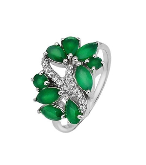 Серебряное кольцо с зеленым агатом ‒ Mirserebra925.ru