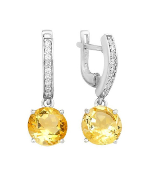 Серебряные серьги с цитрином – Mirserebra925.ru