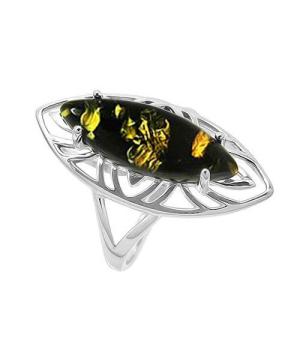 Серебряное кольцо с янтарем ‒ Mirserebra925.ru