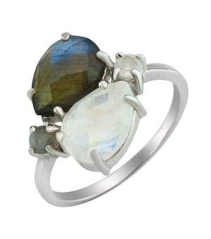 Серебряное кольцо микс камней – Mirserebra925.ru