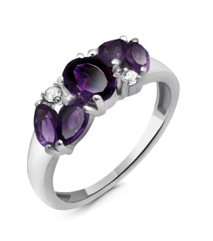 Серебряное кольцо с аметистом ‒ Mirserebra925.ru
